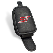 Ford ST Rectangle Black Leather Magnetic Sunglass Holder Car Sun Visor Mount Clip
