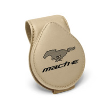 Ford Mustang Mach-E Beige Leather Magnetic Sunglass Holder Car Sun Visor Mount Clip
