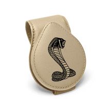 Ford Cobra Beige Leather Magnetic Sunglass Holder Car Sun Visor Mount Clip
