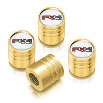 Ford F-150 FX4 Off Road in White on Golden Cylinder-Style Aluminum Tire Valve Stem Caps