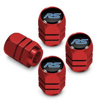 Ford Focus RS in Black on Red Hexagon Shape Aluminum Tire Valve Stem Caps
