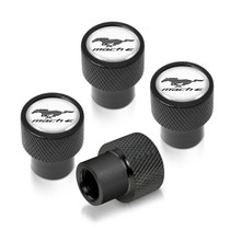 Ford Mustang Mach-E in-White on Black Premium Aluminum Tire Valve Stem Caps -Set of 4