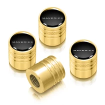 Ford Maverick in-Black on Golden Cylinder-Style Premium Aluminum Tire Valve Stem Caps -Set of 4