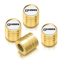 Ford F-150 2015 up in White on Golden Cylinder-Style Aluminum Tire Valve Stem Caps