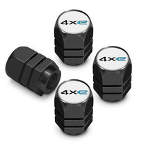 Jeep 4xe in-White on Black Hexagon Shape Premium Aluminum Tire Valve Stem Caps -Set of 4