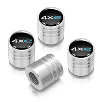 Jeep 4xe in-Black on Silver Cylinder-Style Premium Aluminum Tire Valve Stem Caps