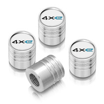 Jeep 4xe in-White on Silver Cylinder-Style Premium Aluminum Tire Valve Stem Caps