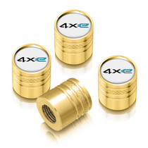 Jeep 4xe in-White on Golden Cylinder-Style Premium Aluminum Tire Valve Stem Caps -Set of 4