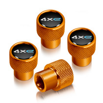 Jeep 4xe in-Black on Golden Premium Aluminum Tire Valve Stem Caps -Set of 4