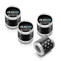 Jeep 4xe in-Black on Real Carbon Fiber Barrel Silver Premium Aluminum Tire Valve Stem Caps -Set of 4