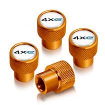 Jeep 4xe in-White on Golden Premium Aluminum Tire Valve Stem Caps -Set of 4