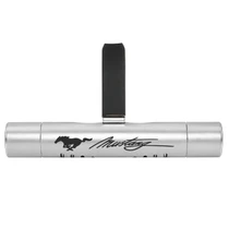 Ford Mustang Script Silver Aluminum Car Vent Air Freshener Clip with adjustable window and 10 Refill Sticks