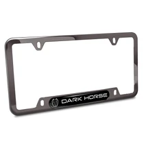 Ford Mustang Dark-Horse Black Insert Gunmetal Chrome Stainless Steel License Plate Frame