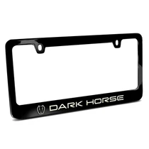 Ford Mustang Dark-Horse 3D Night Glow Luminescent Logo on Black Metal License Plate Frame