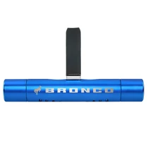 Ford Bronco Blue Aluminum Car Vent Air Freshener Clip with adjustable window and 10 Refill Sticks