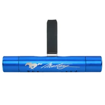 Ford Mustang Script Blue Aluminum Car Vent Air Freshener Clip with adjustable window and 10 Refill Sticks
