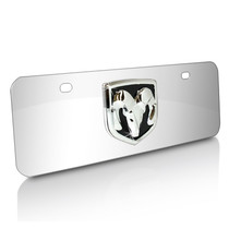 Dodge RAM 3D Logo Half-size Chrome Steel License Plate