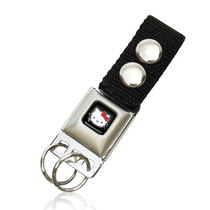 Hello Kitty Black Logo Seatbelt Buckle Key Chain, Official Licensed