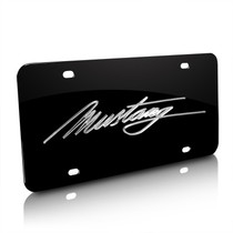 Ford Mustang Script Black Stainless Steel Auto License Plate