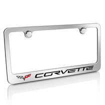 Corvette C6 Logo Chrome Brass License Plate Frame, lifetime warranty