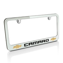 Chevrolet Camaro Dual Logos Chrome Metal License Plate Frame