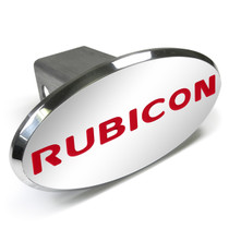 Jeep Red Rubicon Engraved Oval Chrome Aluminum Tow Hitch Cover