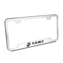US Marine Corps USMC Initials 50 States Chrome Stainless Steel License Plate Frame