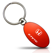 Honda Civic Red Aluminum Oval Key Chain