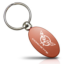 Chevrolet Corvette C5 Orange Aluminum Oval Key Chain