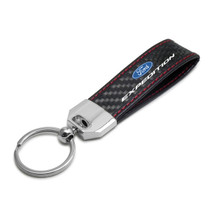 Ford Expedition Real Carbon Fiber Leather Key Chain with Red Stitching , Made in USA