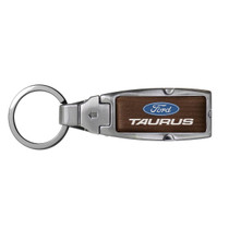 Ford Taurus in Color Brown Leather Detachable Ring Black Metal Key Chain by iPick Image, Made in USA