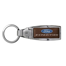 Ford Expedition in Color Brown Leather Detachable Ring Black Metal Key Chain by iPick Image, Made in USA