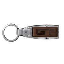 Ford Mustang GT Brown Leather Detachable Ring Black Metal Key Chain by iPick Image, Made in USA