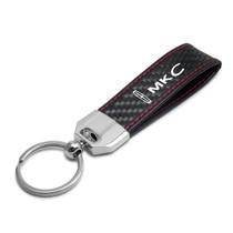 Lincoln MKC Real Carbon Fiber Leather Key Chain with Red Stitching , Made in USA