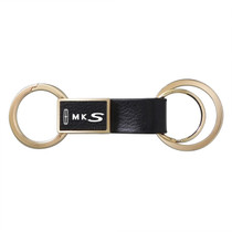 Lincoln MKS Round Hook Leather Strip Double Ring Golden Metal Key Chain