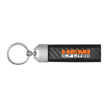 Mopar Real Carbon Fiber Leather Key Chain with Black Stitching, Made in USA