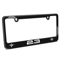 Ford Mustang 2.3L EcoBoost Dual Logo Real Black Carbon Fiber Finish License Plate Frame by iPick Image, Made in USA