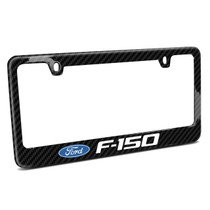 Ford F-150 2009-2014 Real Black Carbon Fiber Finish License Plate Frame by iPick Image, Made in USA