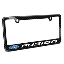 Ford Fusion Real Black Carbon Fiber Finish License Plate Frame by iPick Image, Made in USA