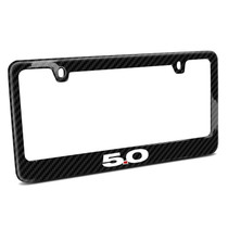 Ford Mustang 5.0 Real Black Carbon Fiber Finish License Plate Frame by iPick Image, Made in USA