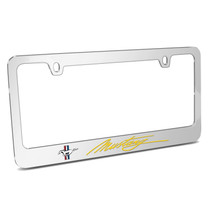 Ford Mustang Script in Yellow Mirror Chrome Metal License Plate Frame by iPick Image, Official Licensed Product, Made in the USA