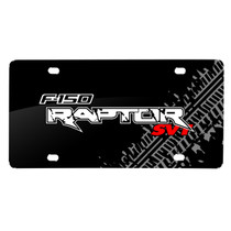 Ford F-150 Raptor SVT Double Logo Tire Mark Graphic Black Acrylic License Plate