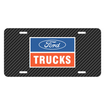 Ford Trucks Black Carbon Fiber Texture Graphic UV Metal License Plate, Made in USA