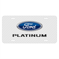 Ford F-150 Platinum White Carbon Fiber Texture Graphic UV Metal License Plate, Made in USA