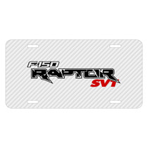 Ford F-150 Raptor SVT 2010 to 2014 White Carbon Fiber Texture Graphic UV Metal License Plate, Made in USA