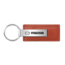 Mazda Logo Brown Leather Key Chain