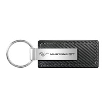 Ford Mustang GT Black Carbon Fiber Texture Leather Key Chain