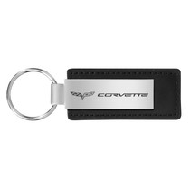 Chevrolet Corvette C6 Large Black Leather Key Chain