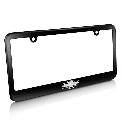 Chevrolet Logo Matte Black Metal License Plate Frame