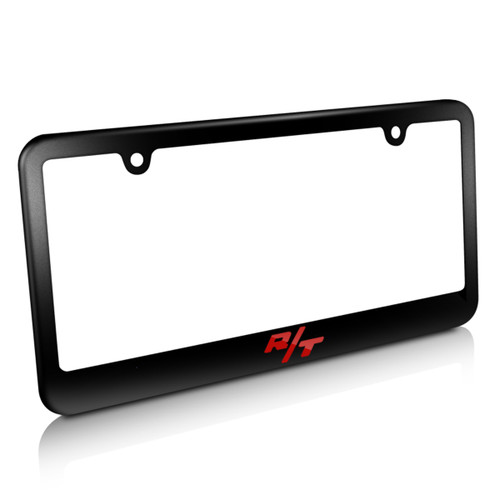 Dodge R/T in Red Matte Black Metal License Plate Frame